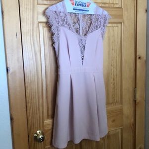 BCBGeneration Rose Smoke Lace Back Pleated Dress